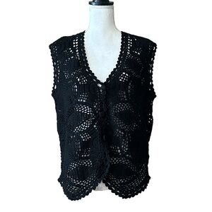 AUGUST SILK KNITS CATHARINE LOVER SLEEVELESS CROCHET Cottagecore VEST Medium Y2K